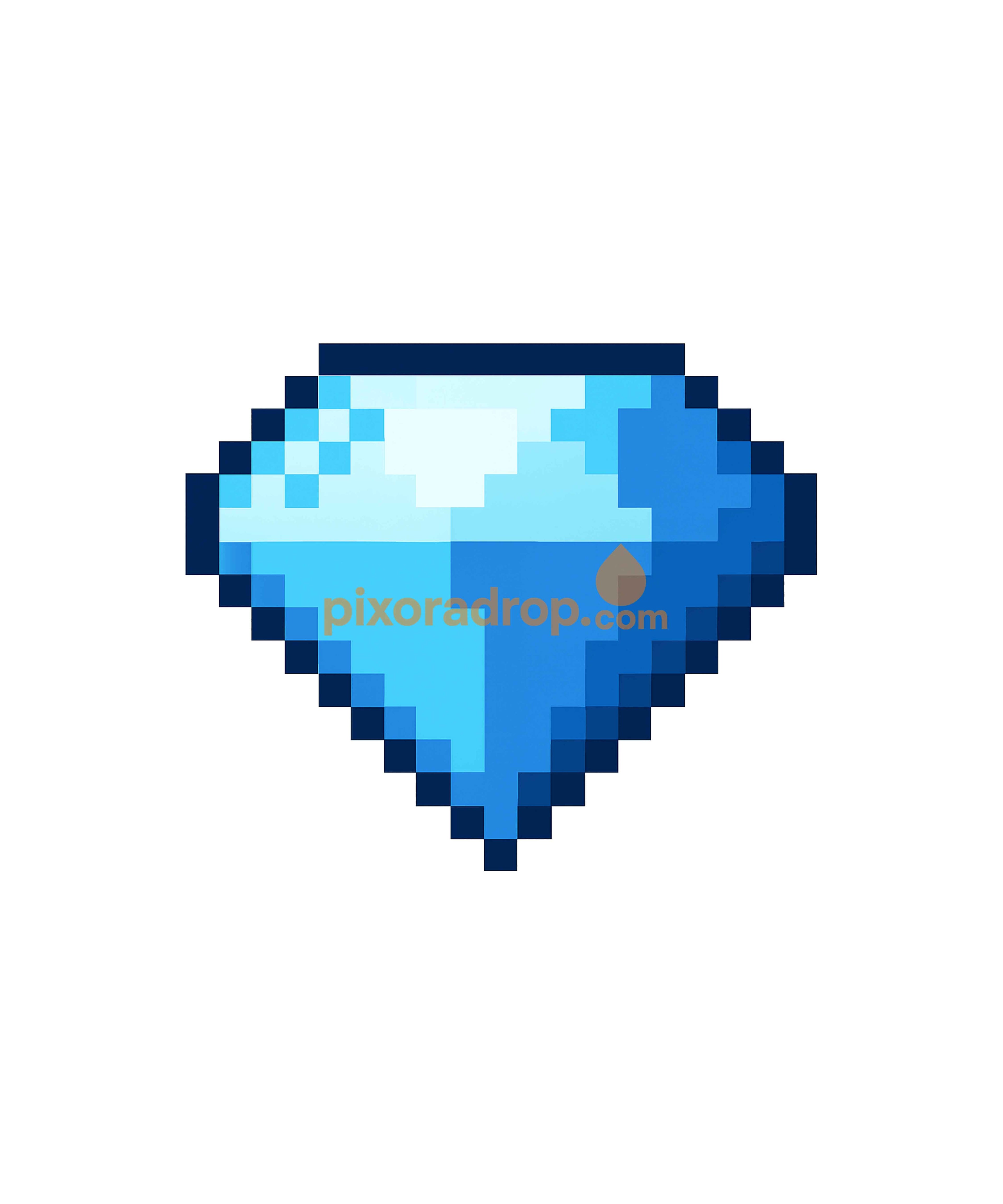 Blue pixelated diamond with a shiny surface and angular facets.