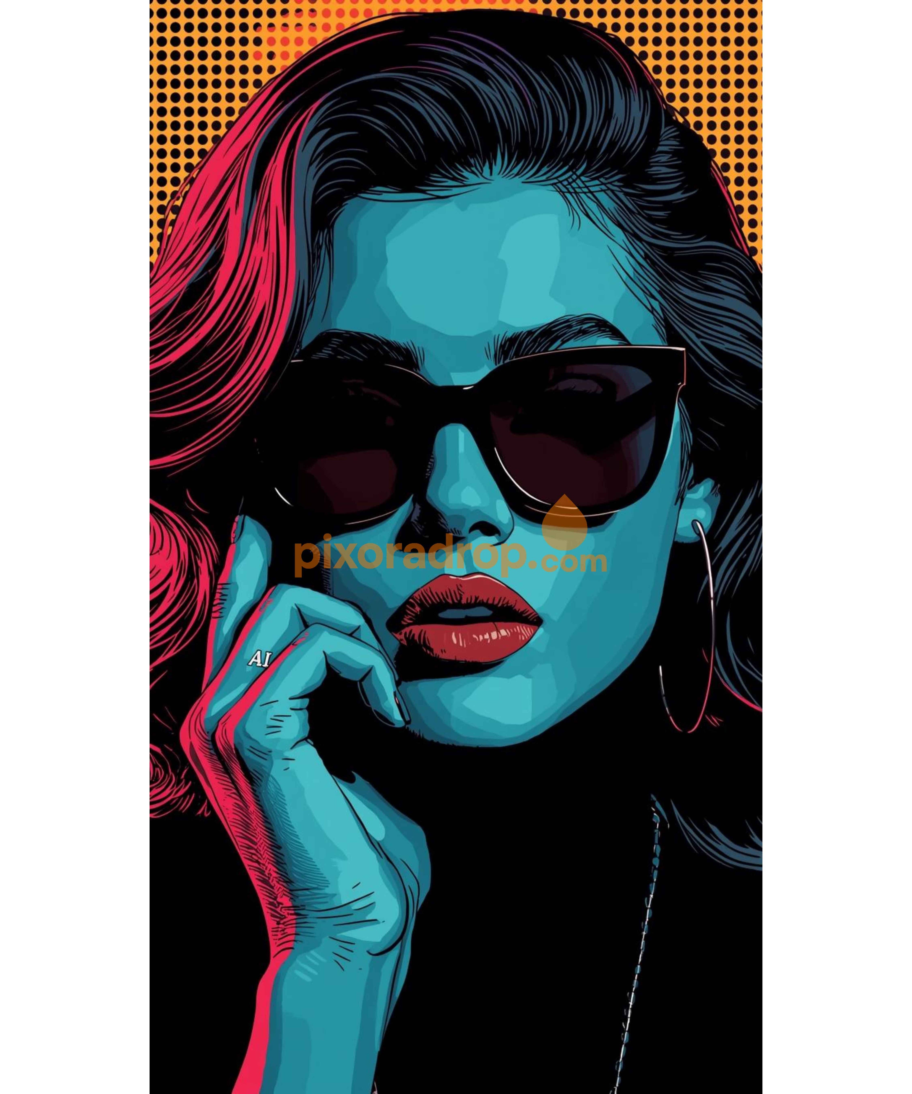 A colorful digital art piece featuring a stylish hand gesture and vibrant background.