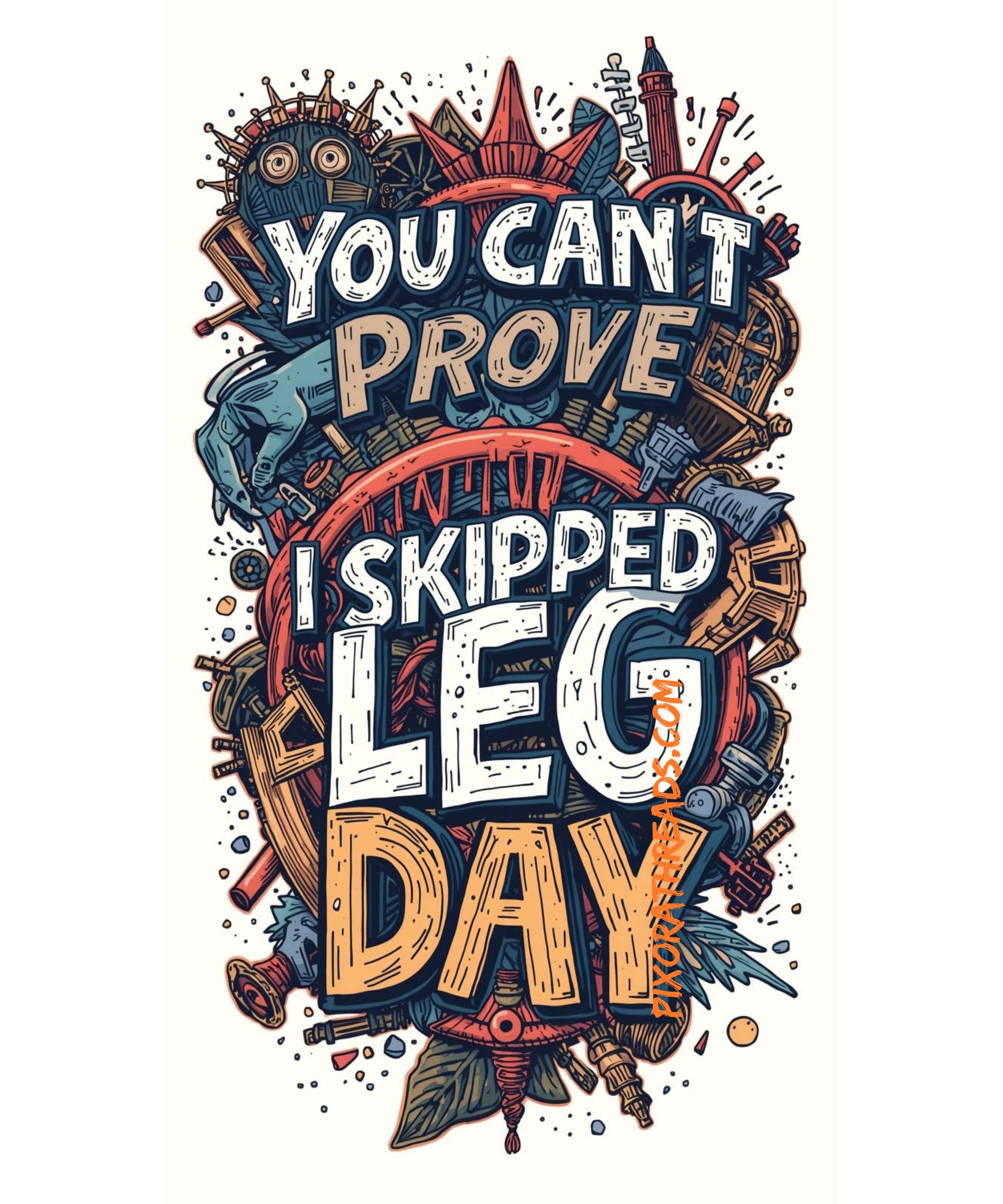 Digital art preview of a meme titled PixoraDrop – Leg Day with vibrant colors and humor.