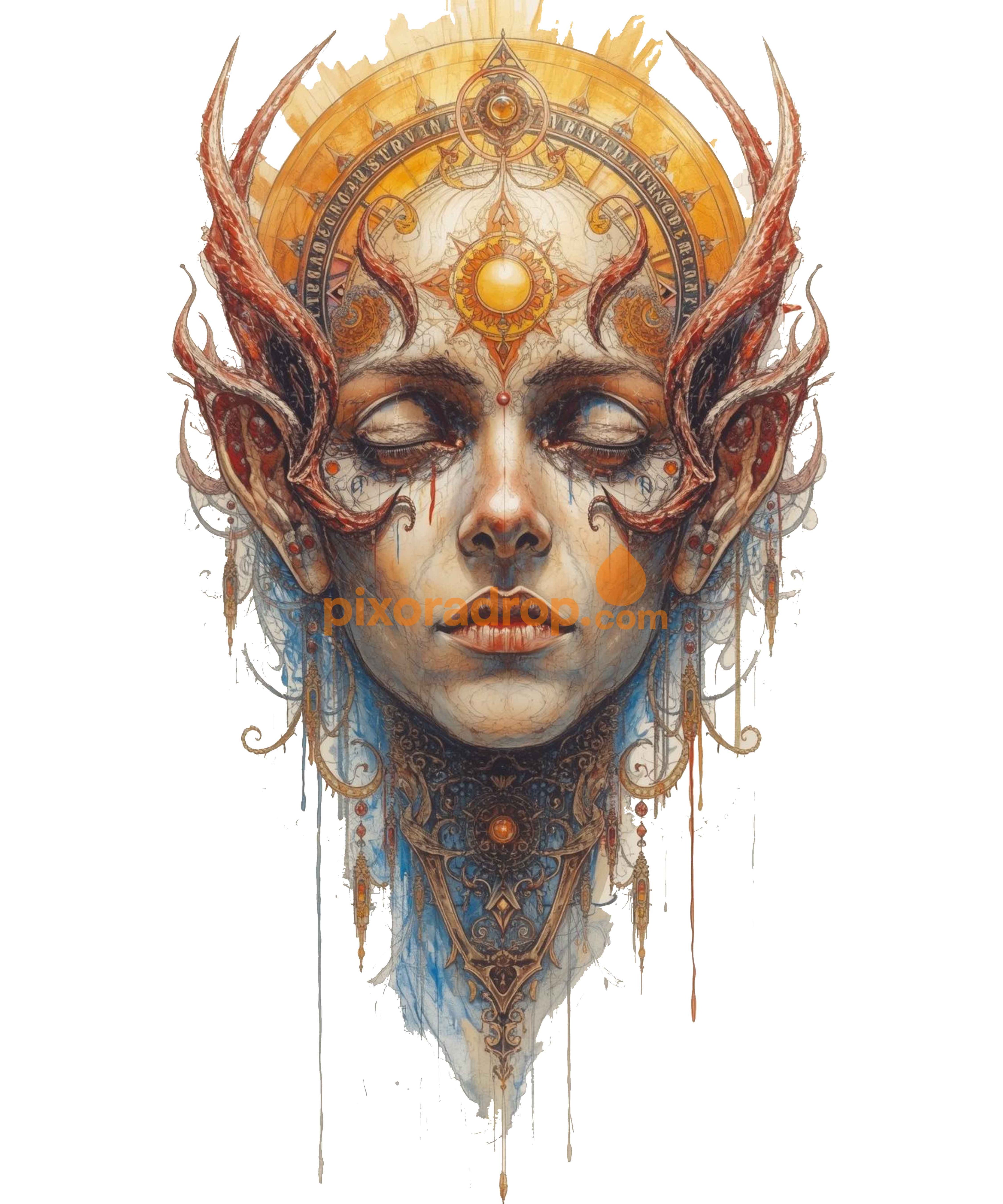 A vibrant digital art design featuring intricate details and bold colors.