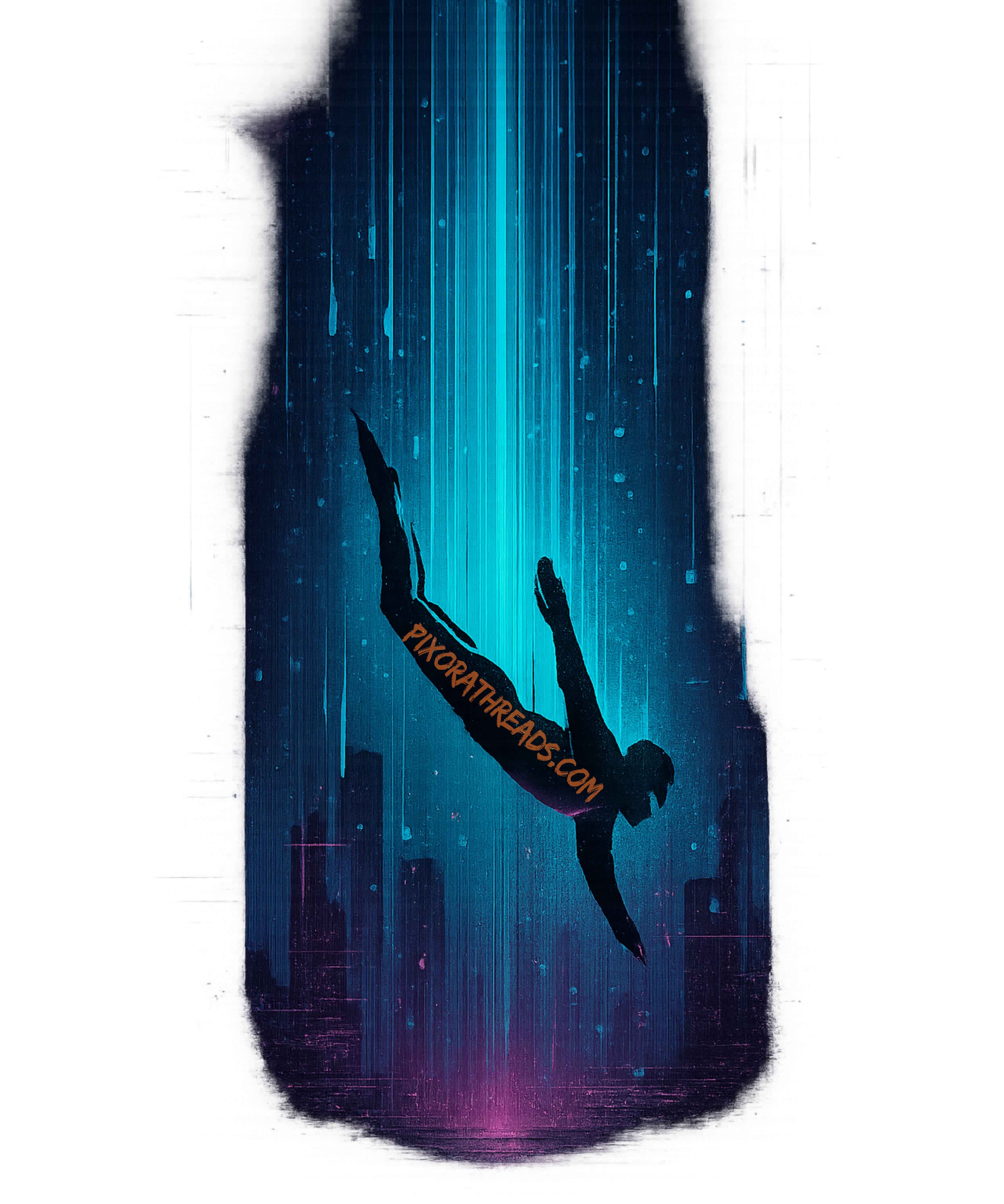 Digital art of a diver with signal motifs in transparent PNG format at 300dpi.