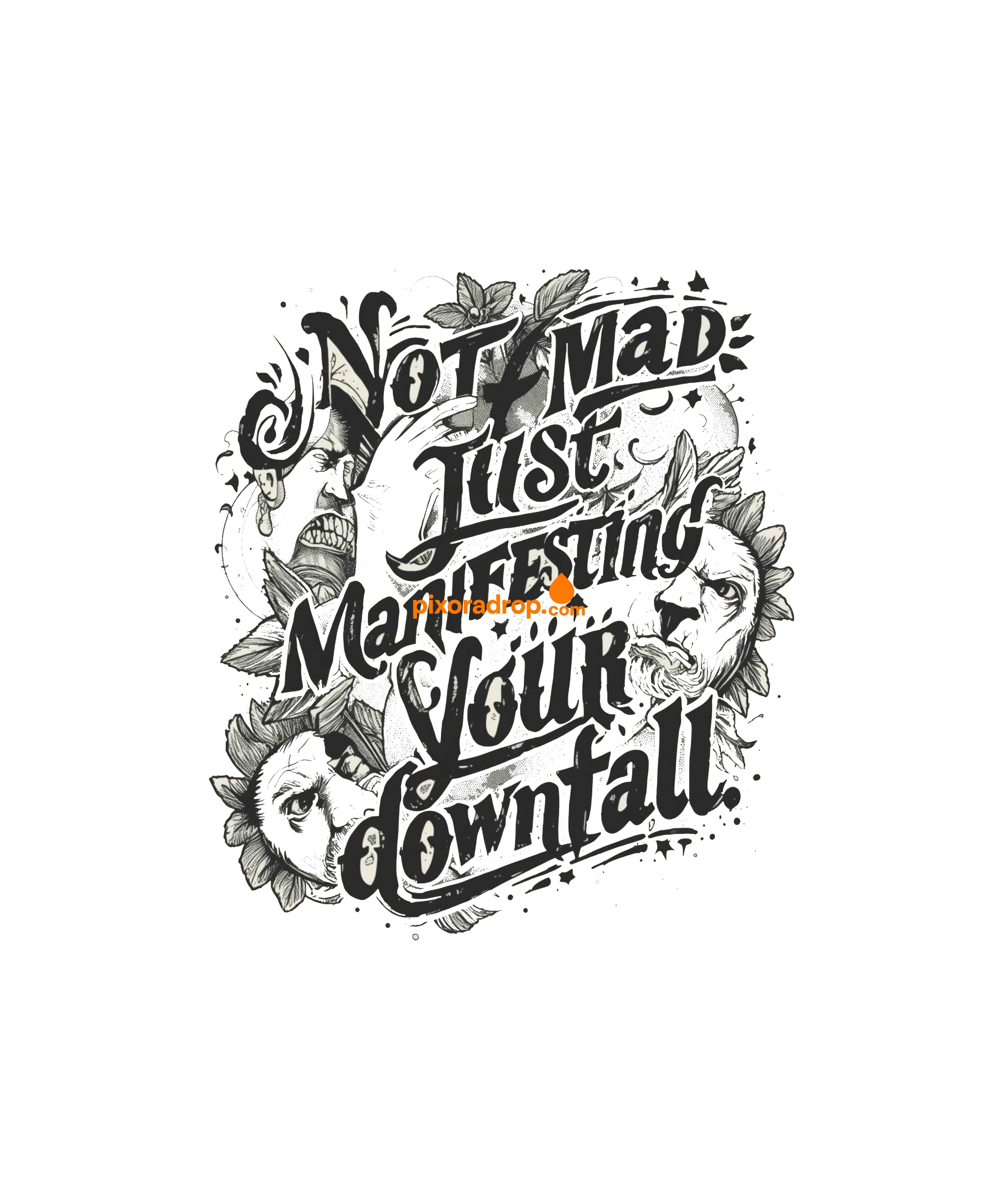 Black and White text on a transparent background